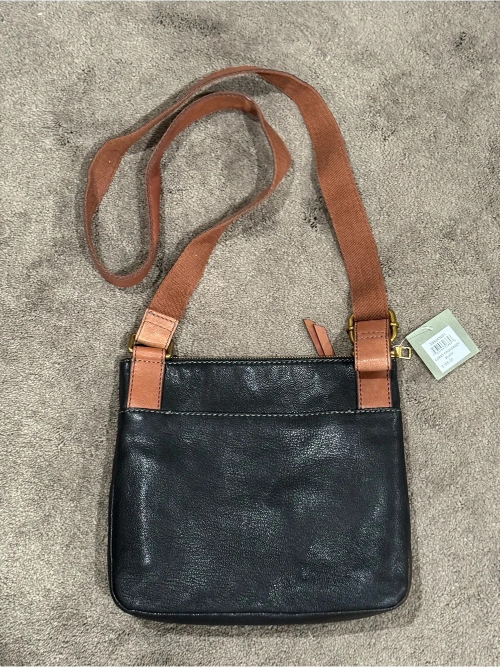 NWTD Fossil “Corey Black” Leather Purse Triple Zip Crossbody Bag - ZB6845001